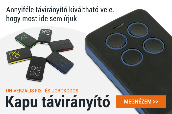 Univerzális fix- és ugrókódós távirányító számtalan gyári költséghatékony kiváltására a Riasztóbolt Magyarországtól!