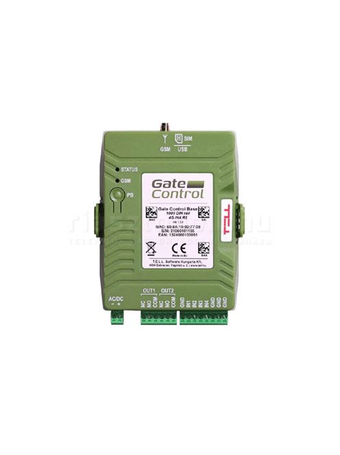 Tell GSM GATE Control BASE 1000 4G DIN - GSM kapunyitó (4G, 4 be, 2 ki, 1000 felhasználó)