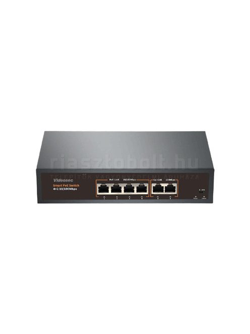 Videosec PS04FE+2FE POE switch (4 POE port, 78W, 2 uplink)