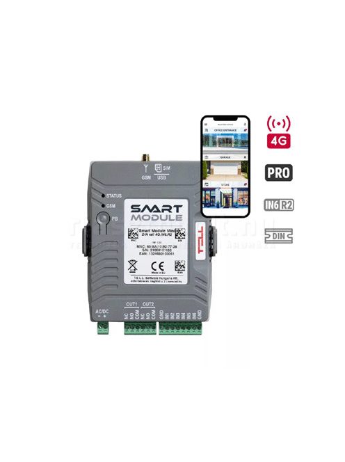 Tell Smart Module Mini DIN kommunikátor (4G, 6 be, 2 ki, SMS, Hívás, App, Push)